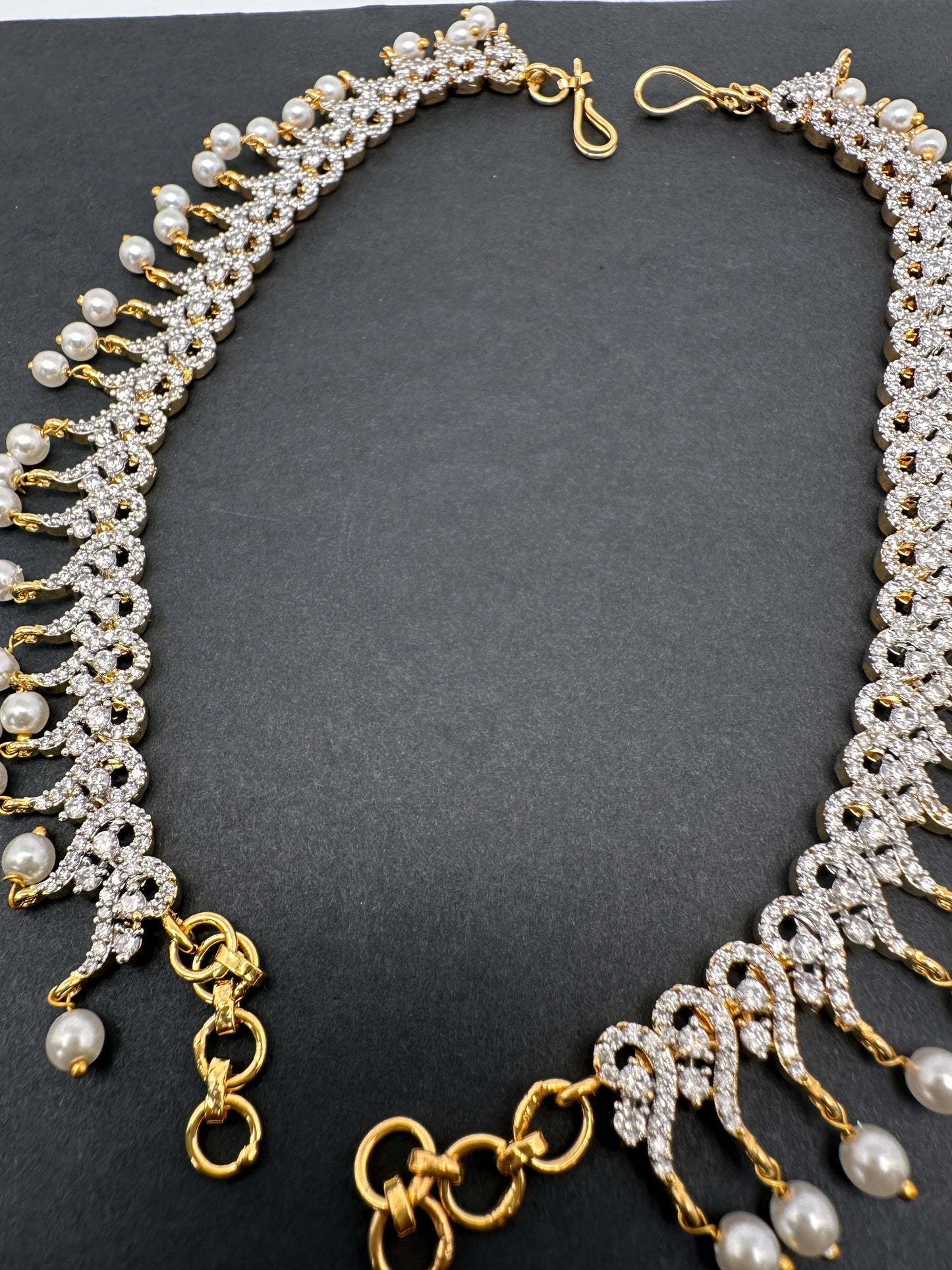 American Diamonds Pearls Earchain