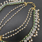 American Diamonds Emerald Green Pearls Earchain
