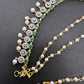 American Diamonds Emerald Green Pearls Earchain