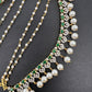 American Diamonds Emerald Green Pearls Earchain