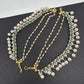 American Diamonds Emerald Green Pearls Earchain