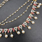 American Diamonds Ruby Red Pearls Earchain