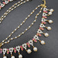 American Diamonds Ruby Red Pearls Earchain