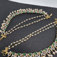 American Diamonds Ruby Emerald Pearls Earchain
