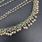 American Diamonds Ruby Emerald Pearls Earchain