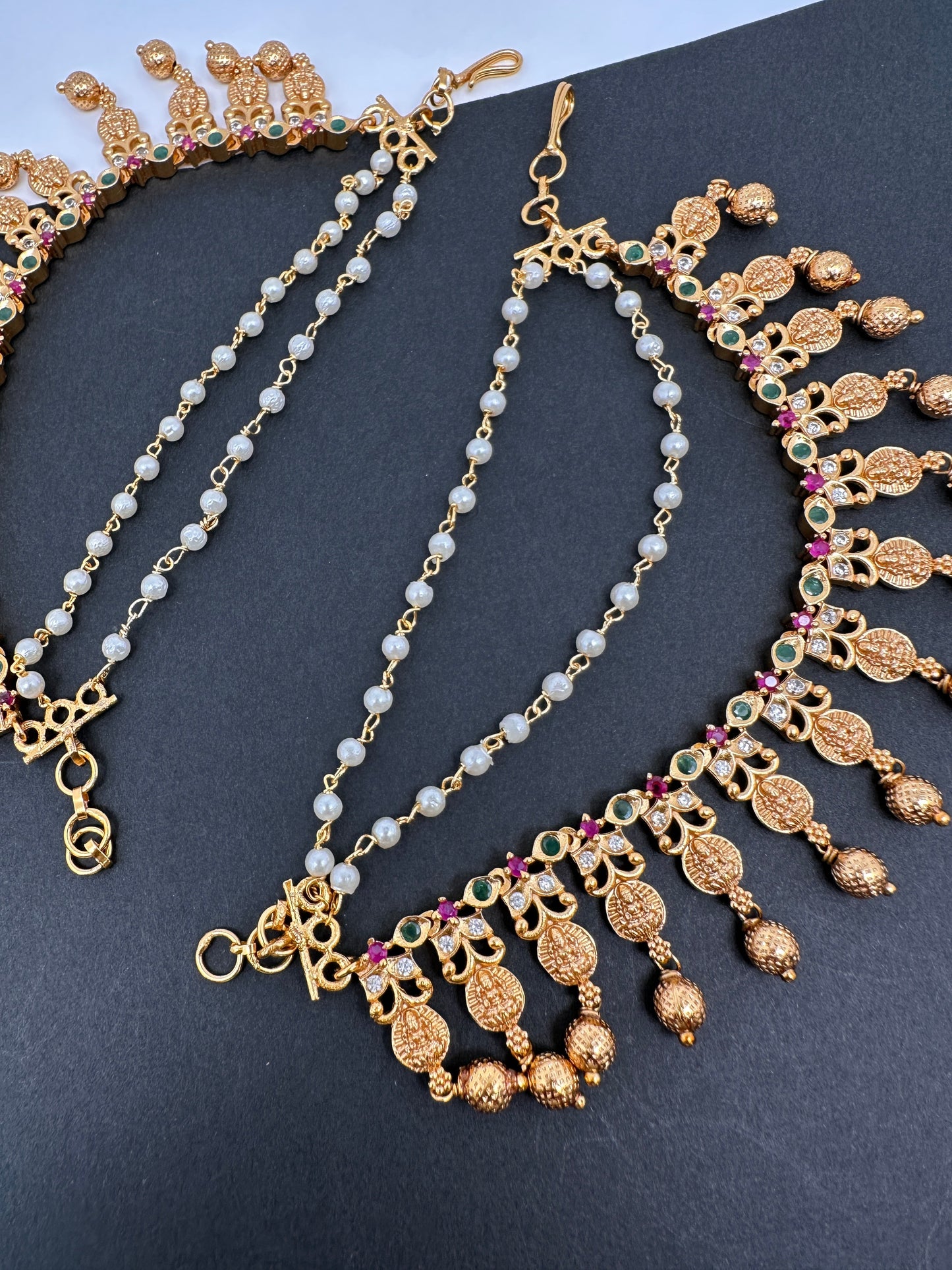 Matte Goddess Lakshmi Multi stone EarChain