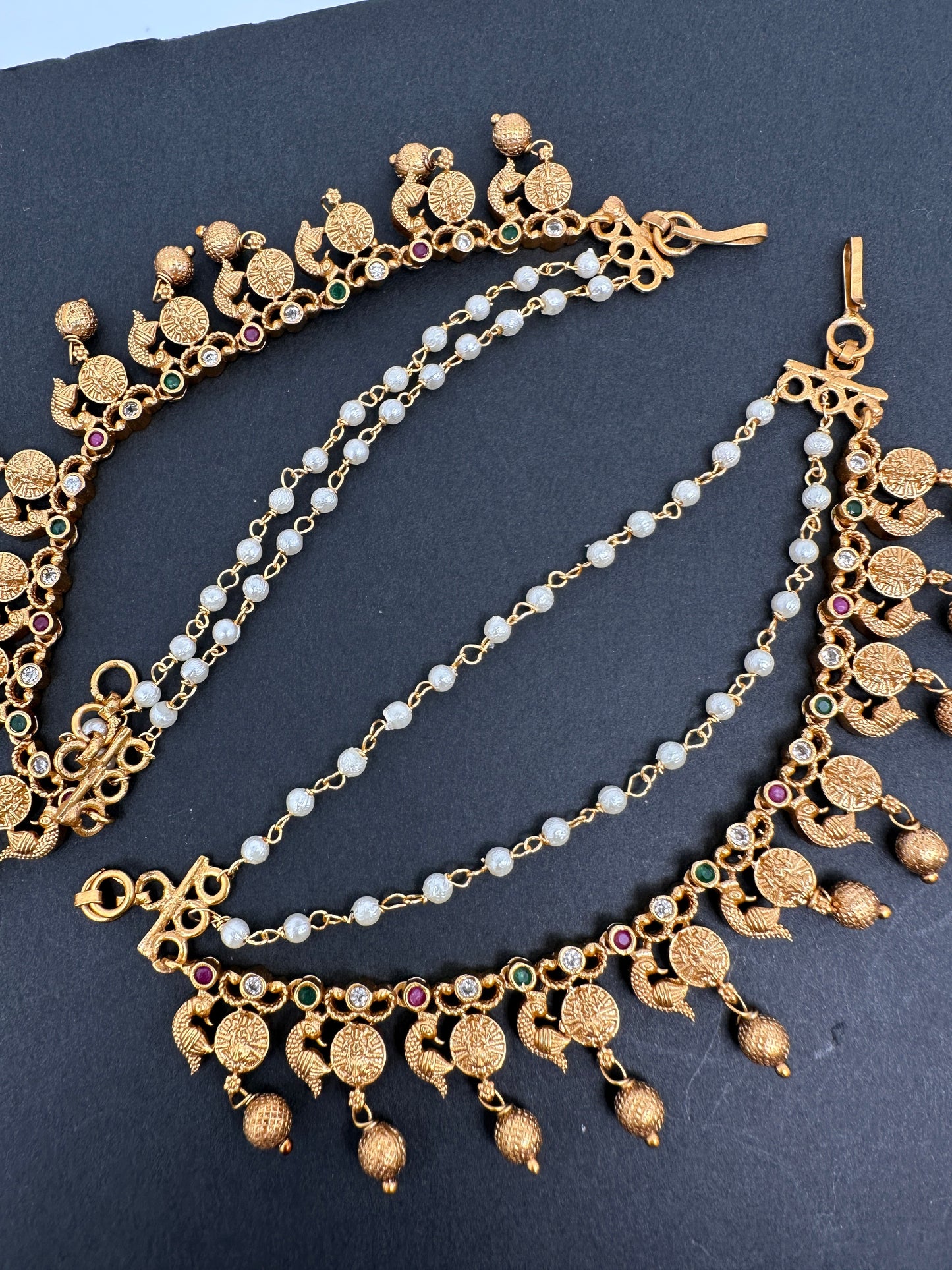 Matte Peacock CZ Multi stone EarChain