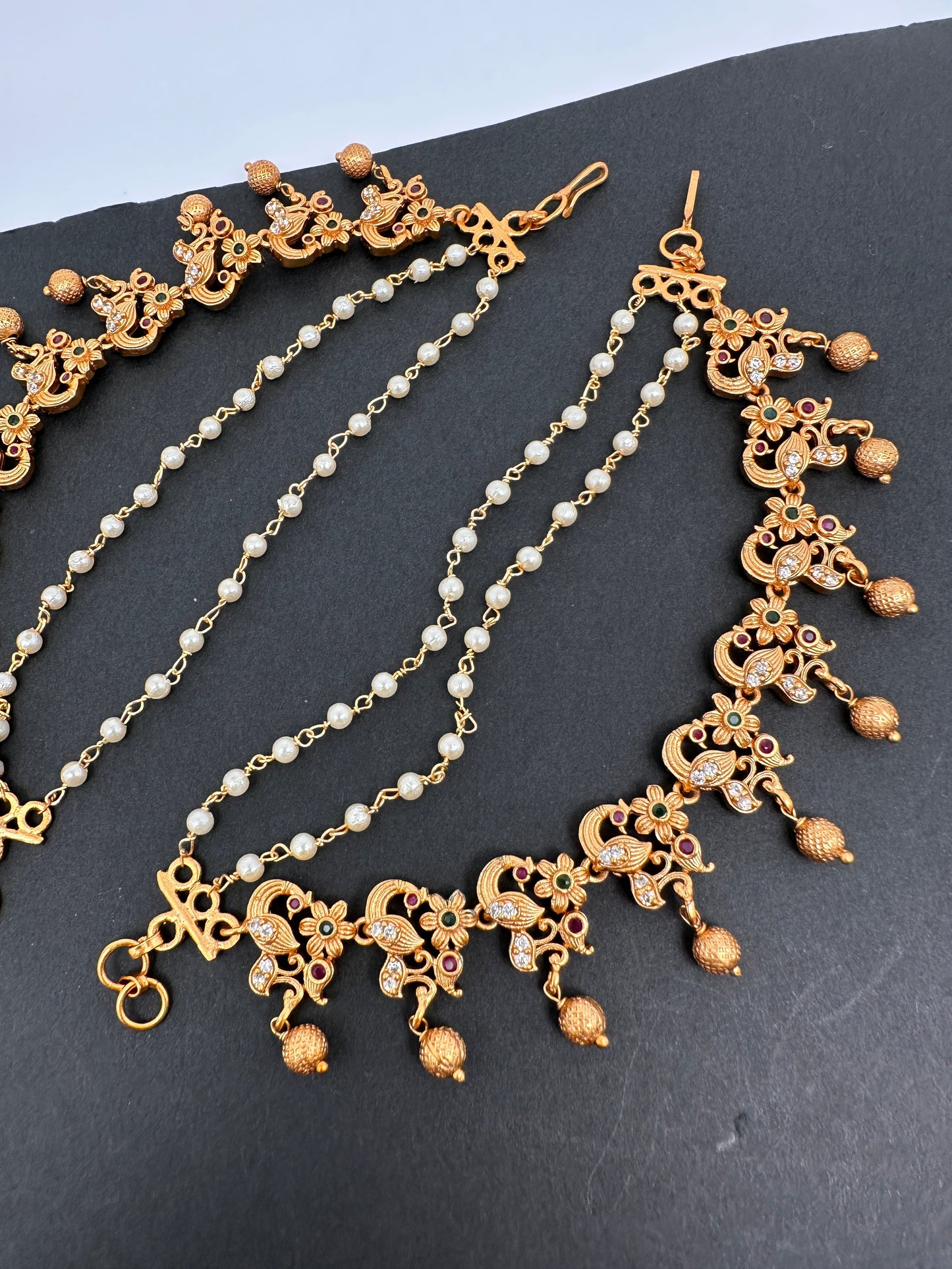 Matte Peacock CZ Multi stone EarChain