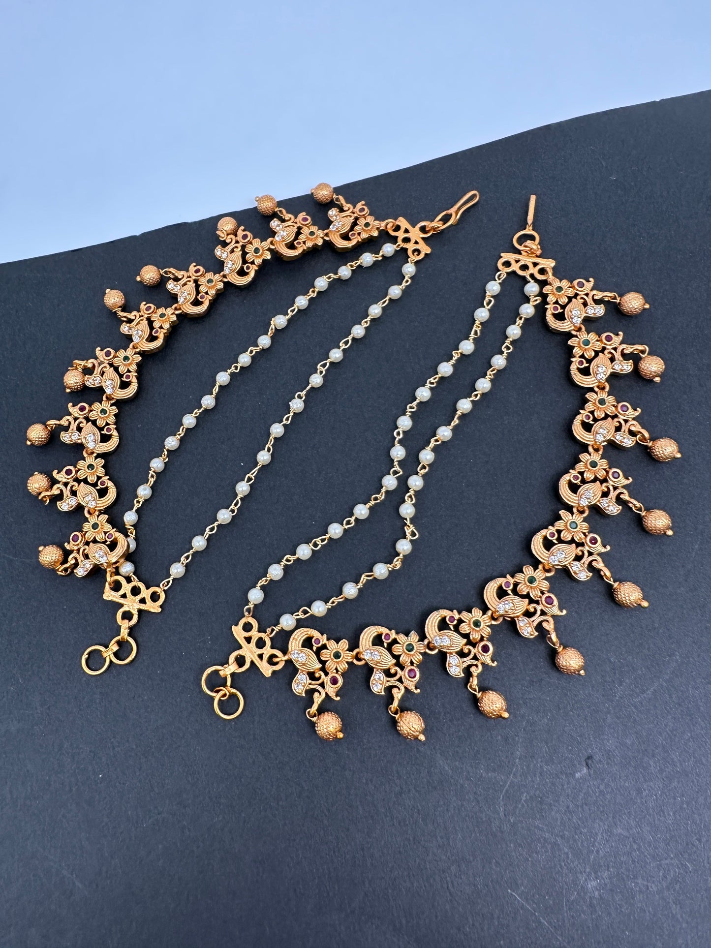 Matte Peacock CZ Multi stone EarChain