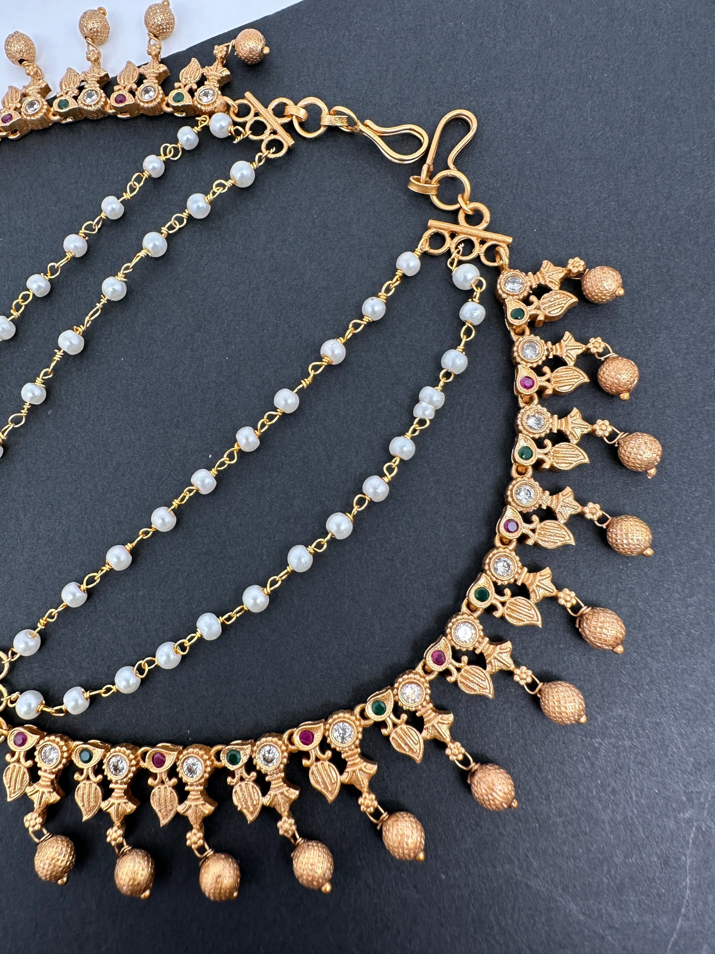 Matte CZ Multi stone EarChain