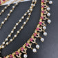 CZ Red Stone EarChain