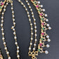 CZ Red Green Stone EarChain