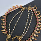 CZ Red Kempu Stone EarChain