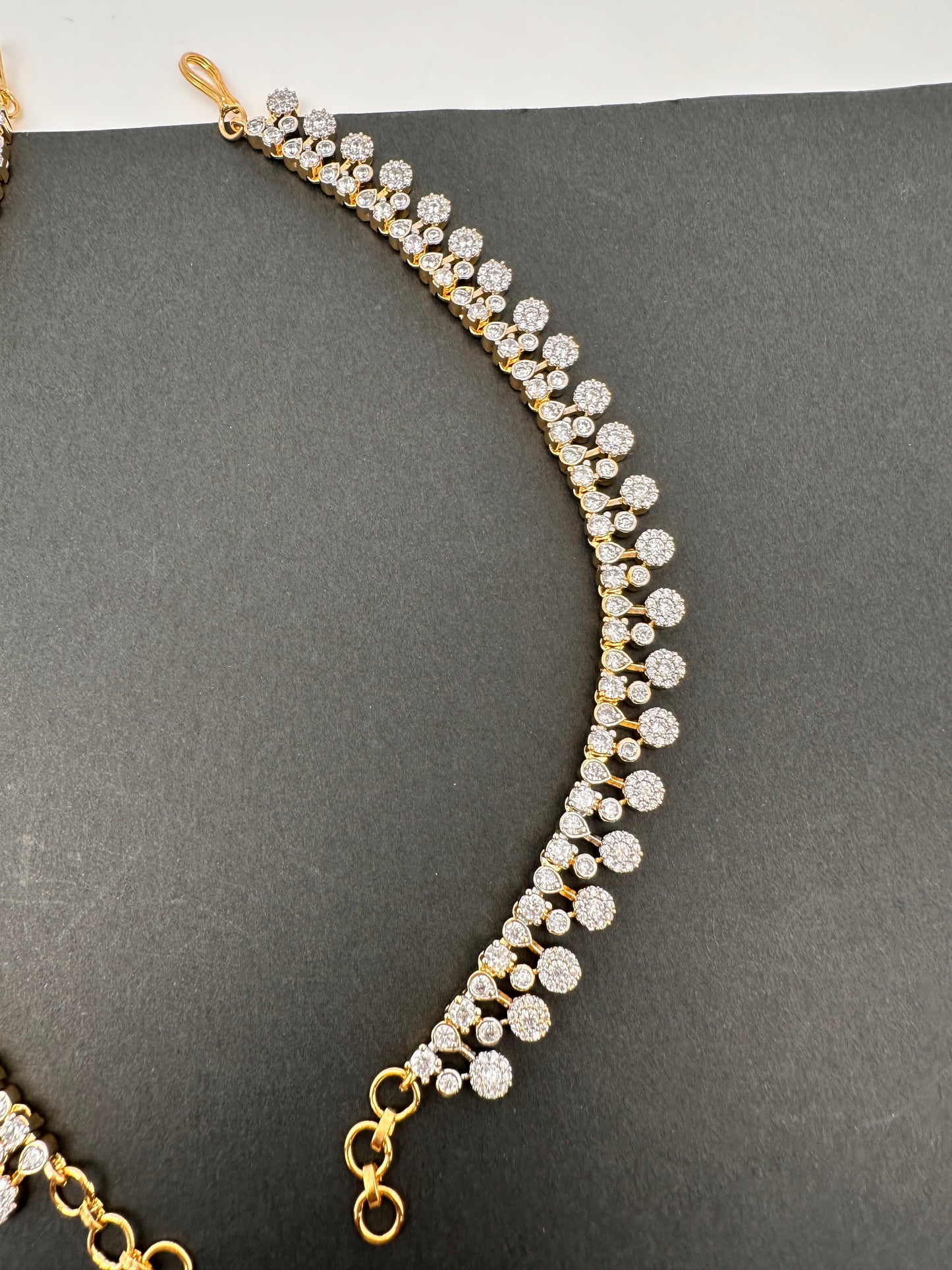 American Diamonds Pearls Earchain