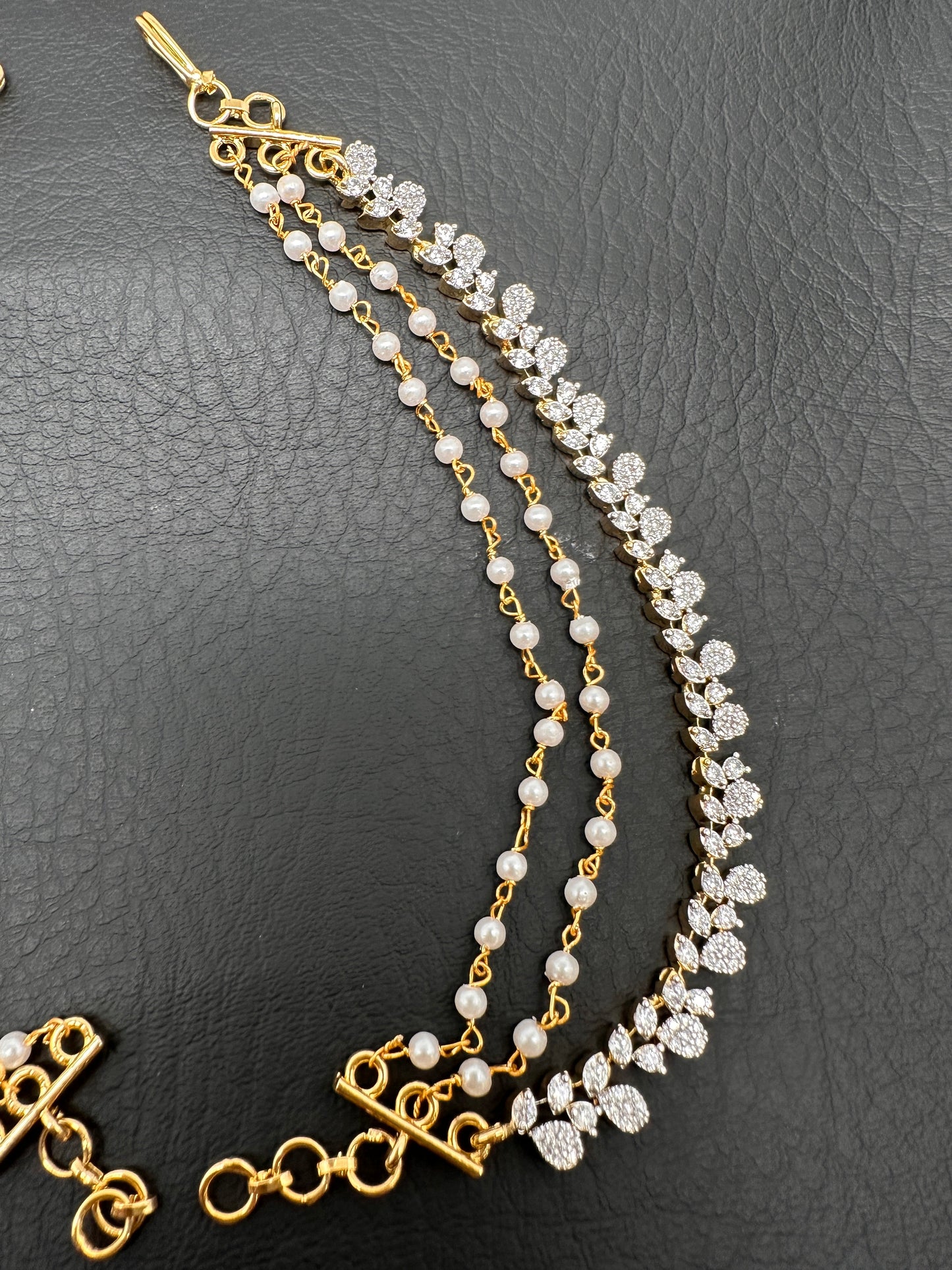 American Diamonds Pearls Champaswaralu Kanchain Earchain