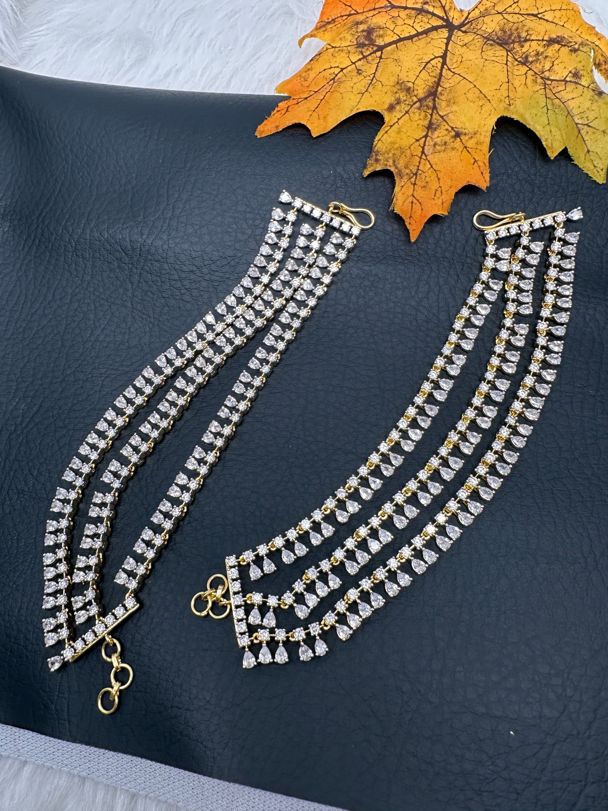 Champaasawaralu Earchain Triple Layer American Diamonds Kanchain