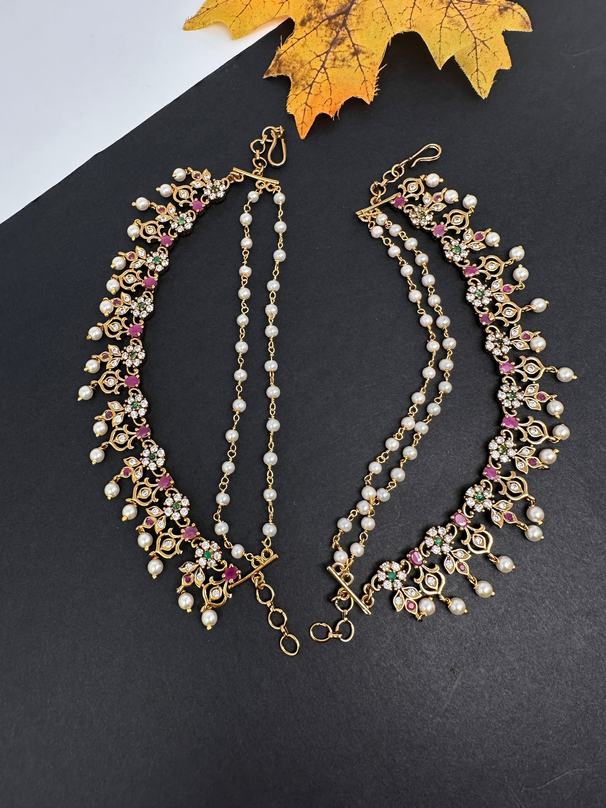 Floral Matte Multi stone EarChain