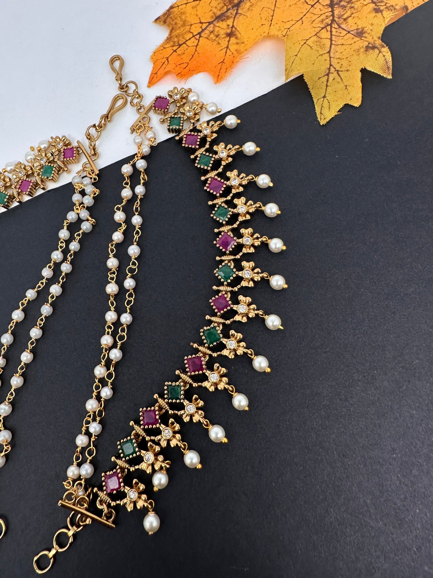 Multi Stone Matte Peacock EarChain