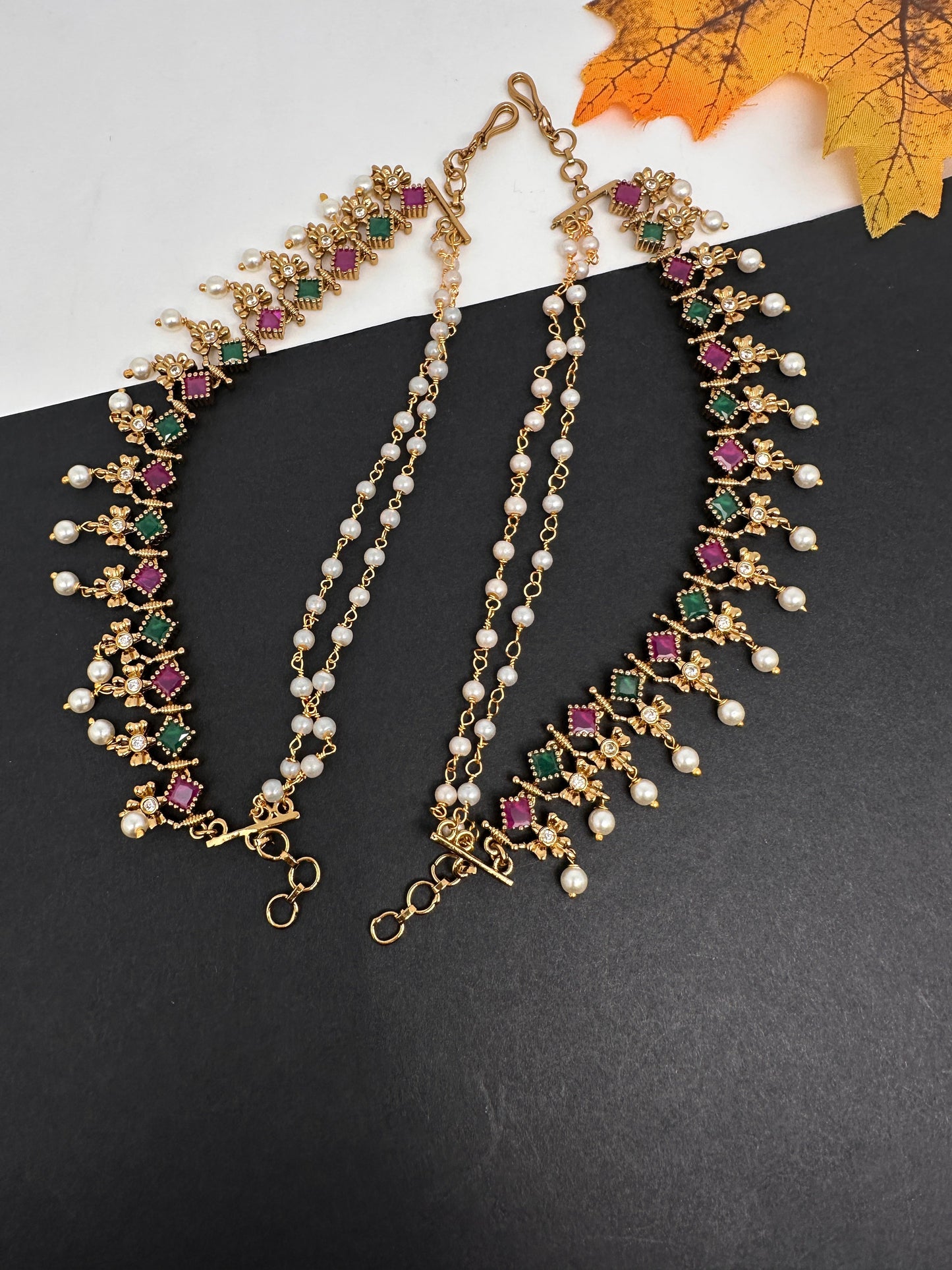 Multi Stone Matte Peacock EarChain