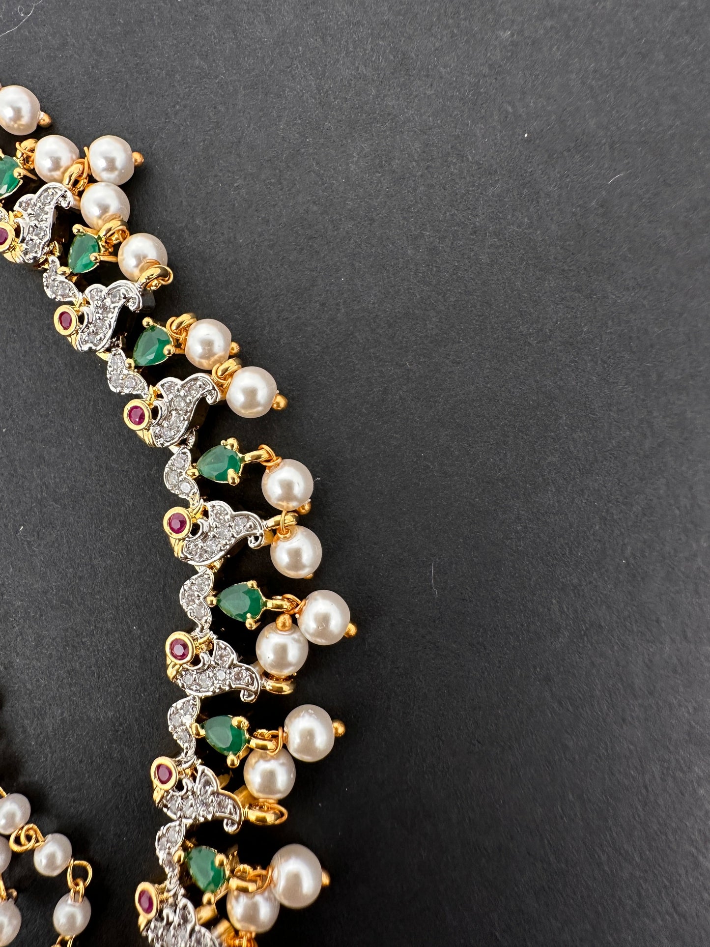 American Diamonds Emerald Ruby Earchain