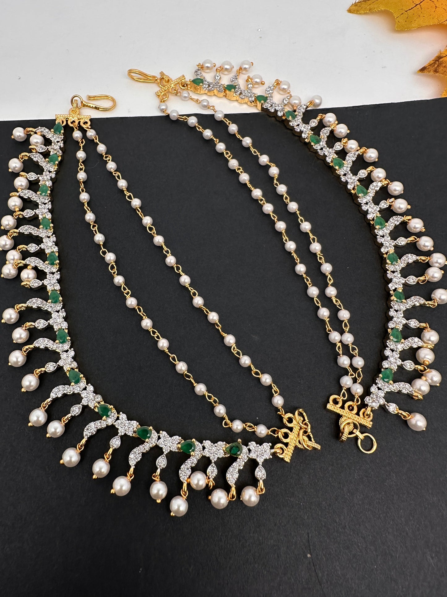 American Diamonds Emerald Earchain