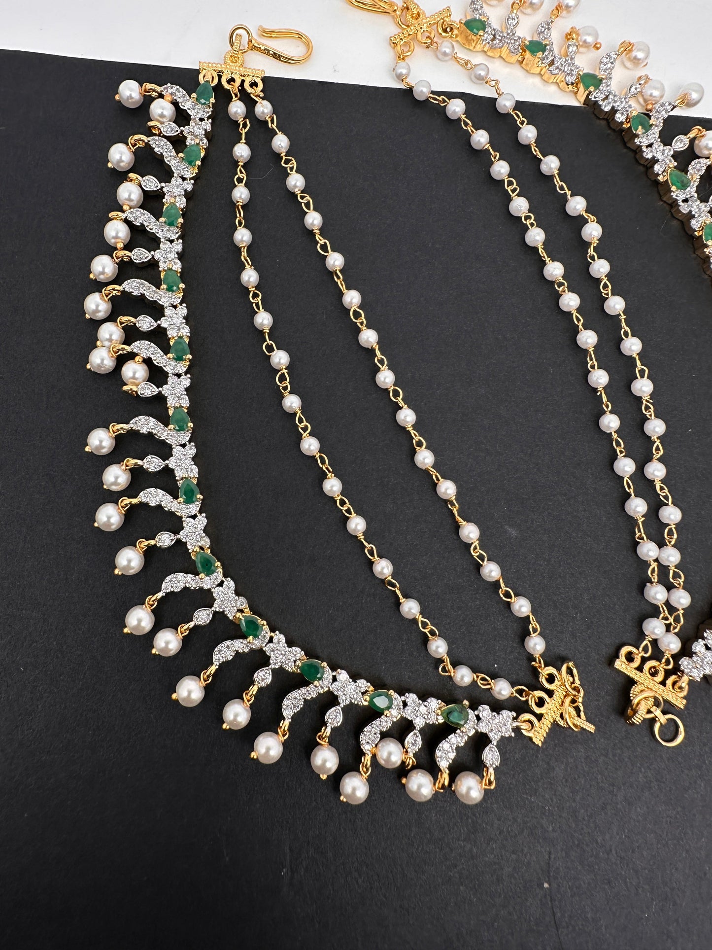 American Diamonds Emerald Earchain