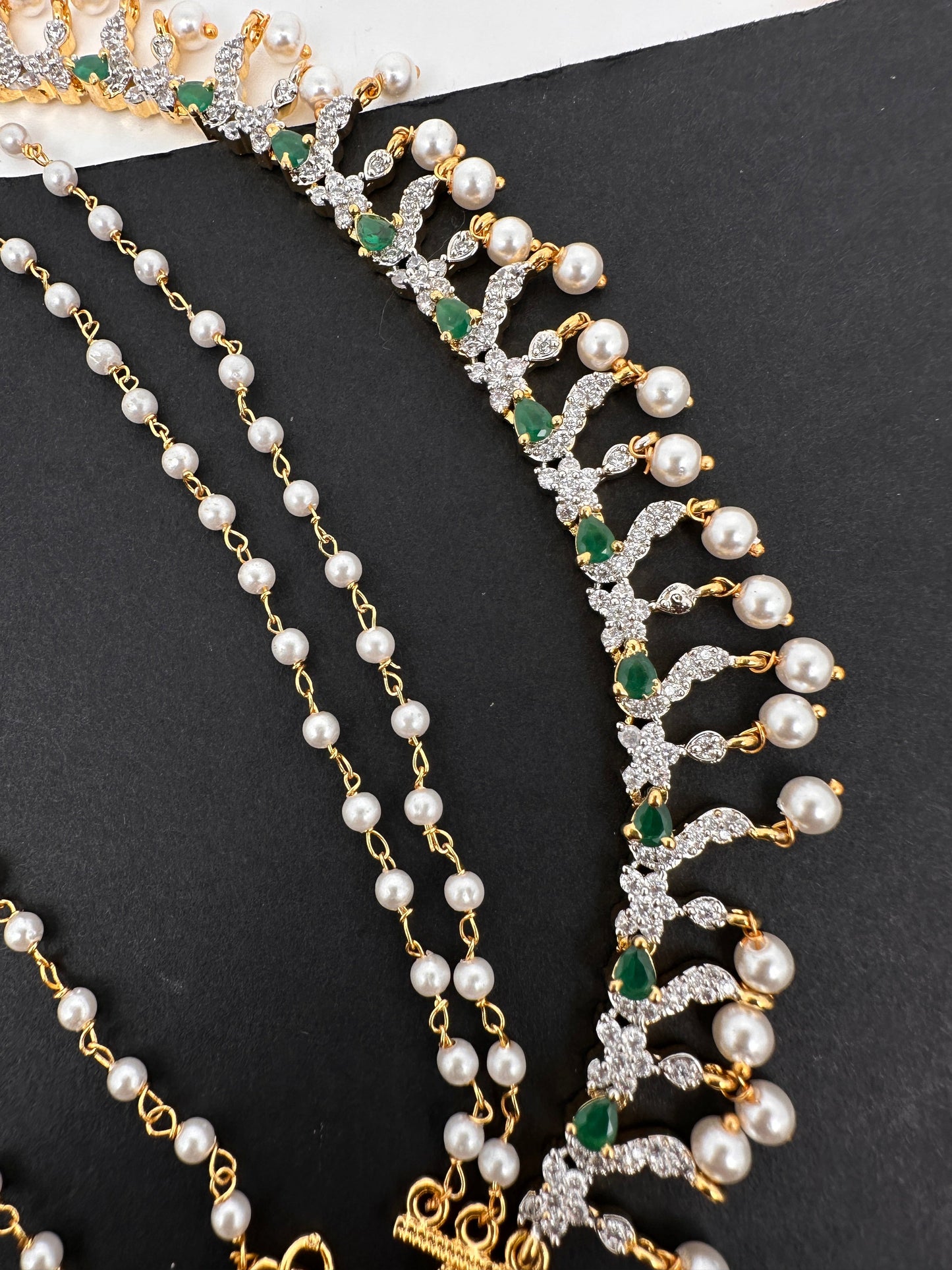 American Diamonds Emerald Earchain