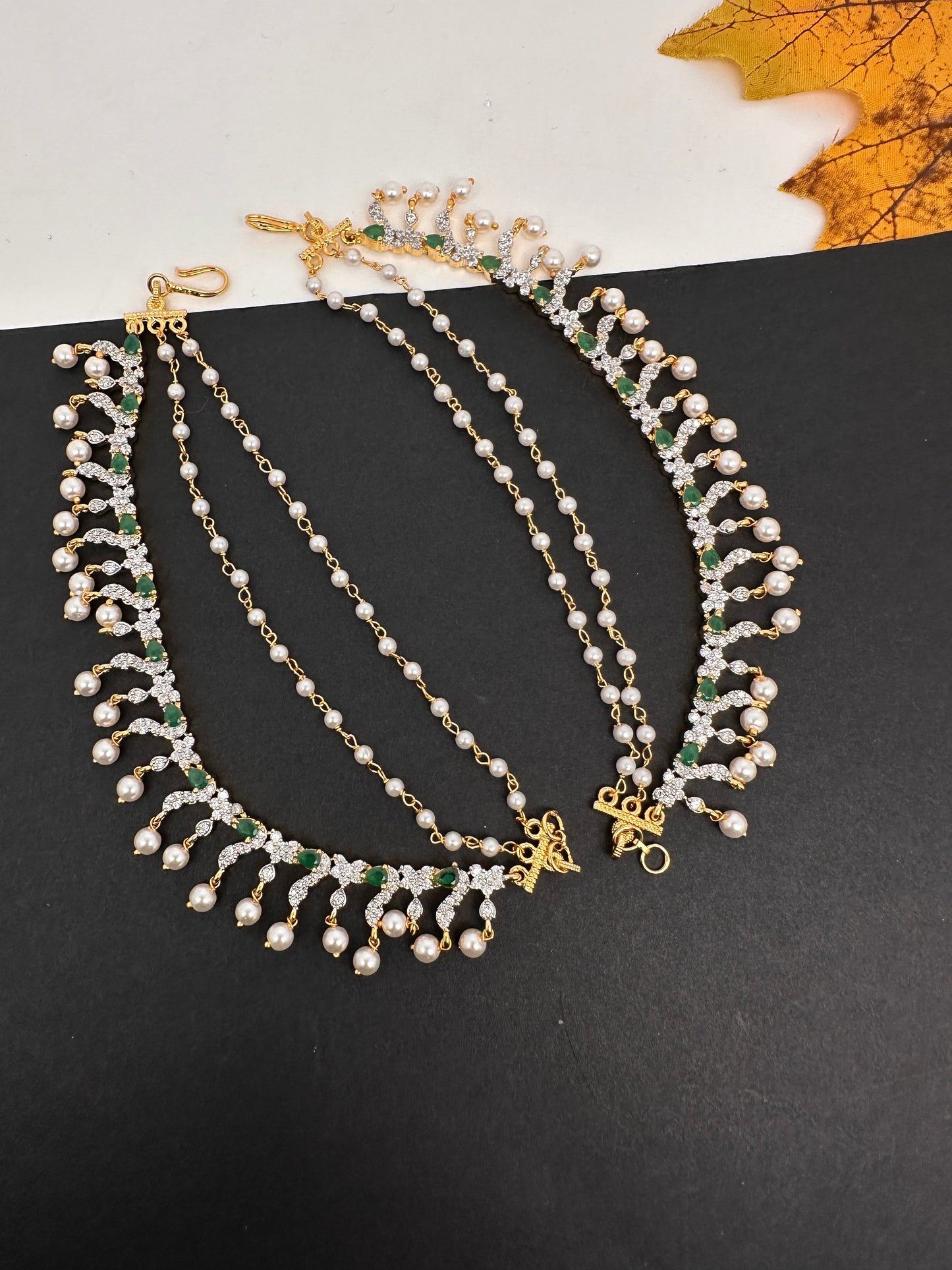 American Diamonds Emerald Earchain