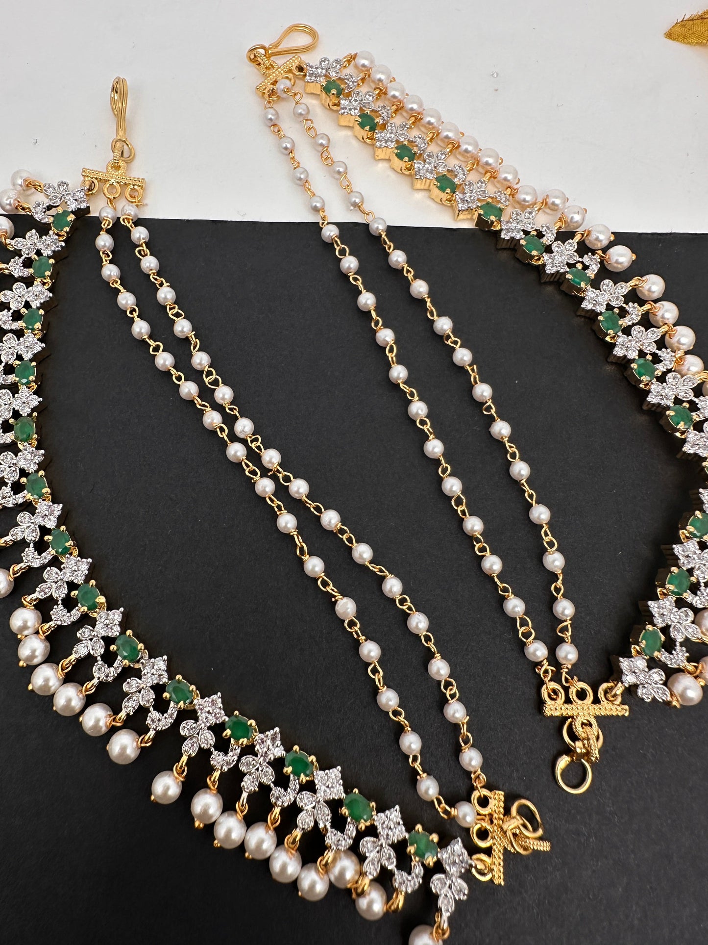 American Diamonds Emerald Earchain