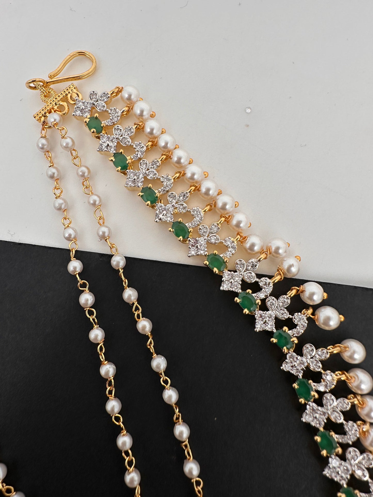 American Diamonds Emerald Earchain