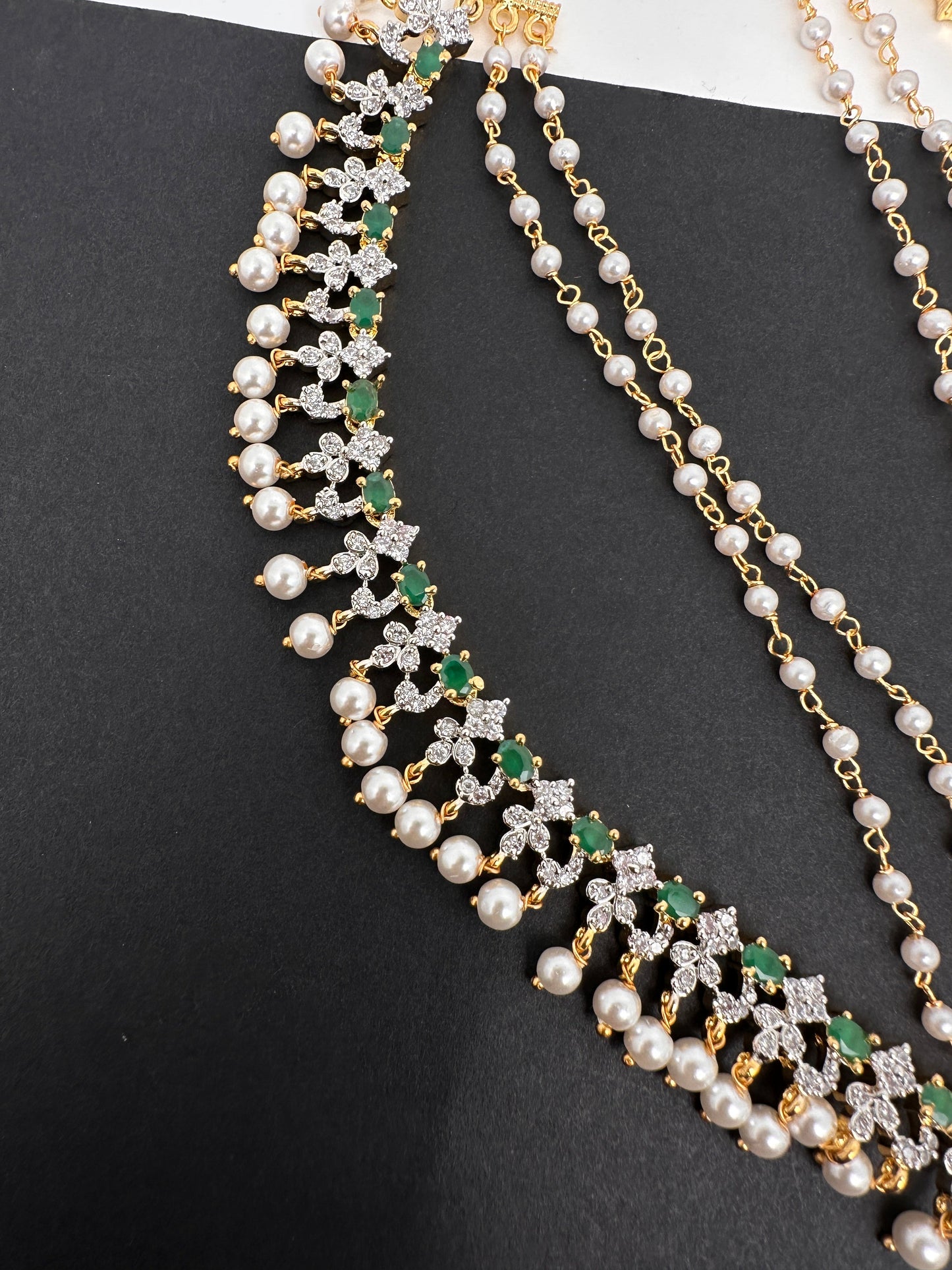 American Diamonds Emerald Earchain