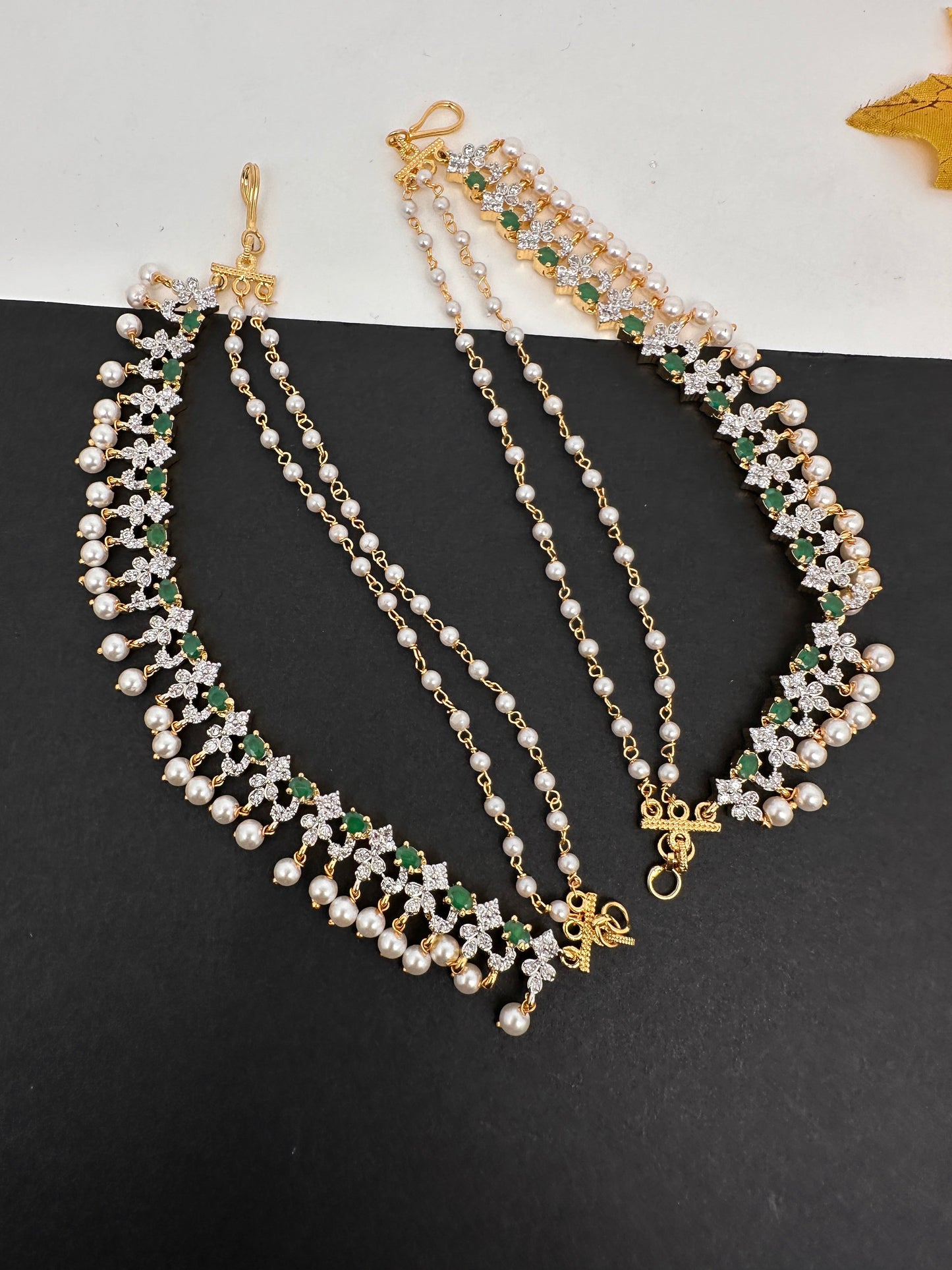 American Diamonds Emerald Earchain