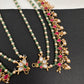 Jadau Kundan Green Beads Pearls Matilu Earchain Champasawaralu - 