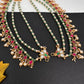 Jadau Kundan Green Beads Pearls Matilu Earchain Champasawaralu - 