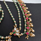 Jadau Kundan Green Beads Pearls Matilu Earchain Champasawaralu - 