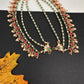 Jadau Kundan Green Beads Pearls Matilu Earchain Champasawaralu - 