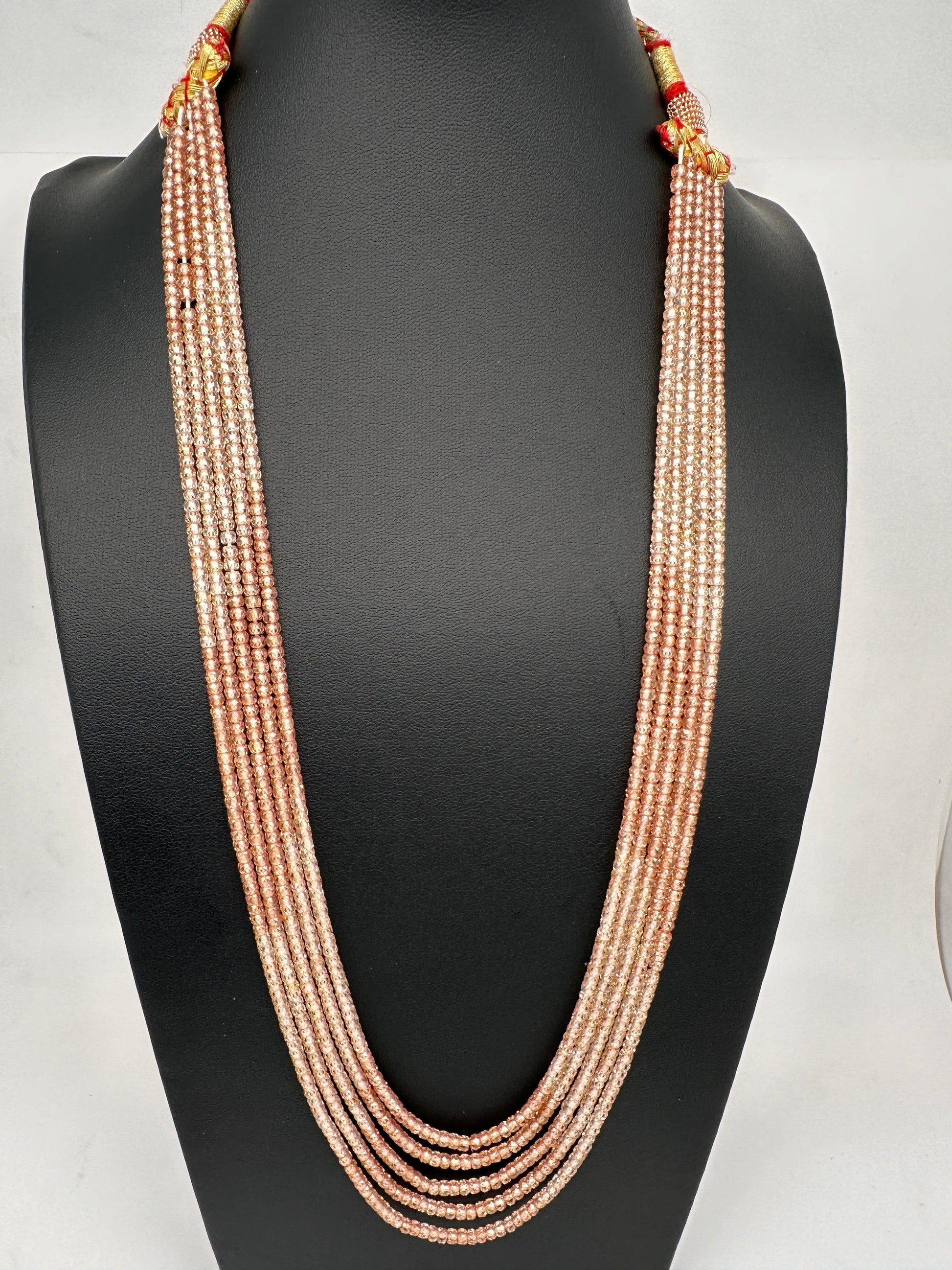 Crystal Onyx Beads Mala Necklace - Brown