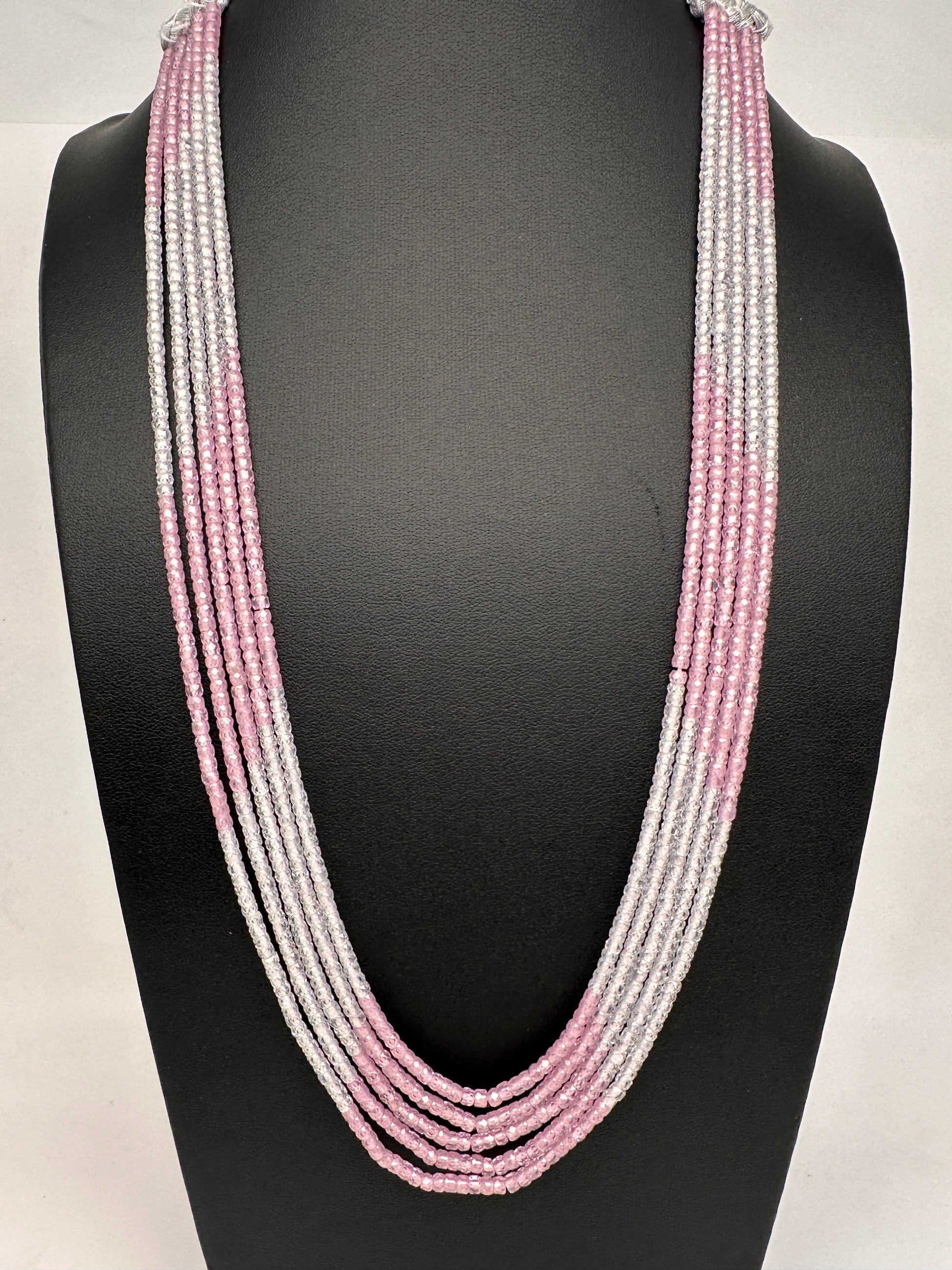 Crystal Onyx Beads Mala Necklace - Grey