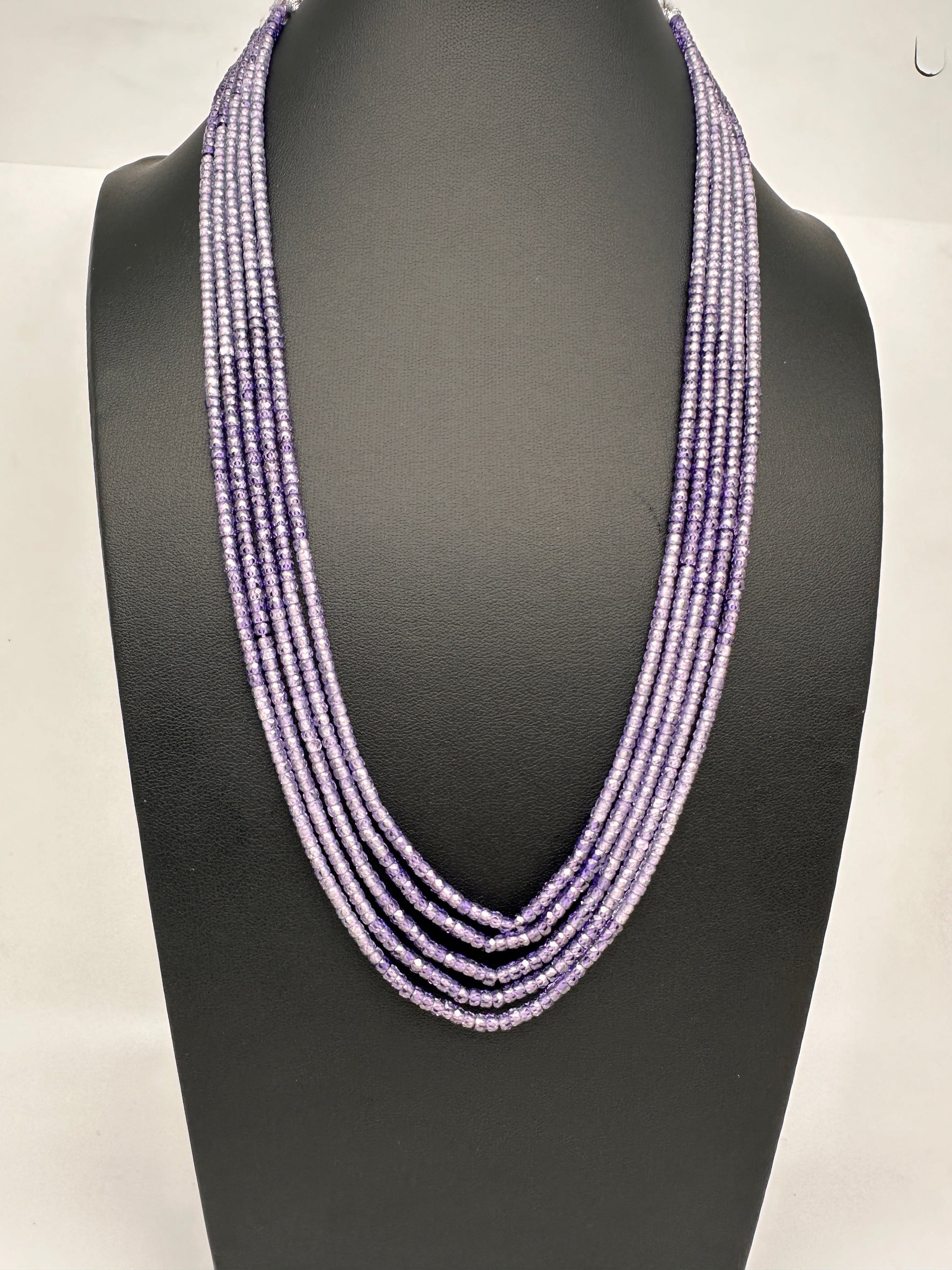 Crystal Onyx Beads Mala Necklace - Purple