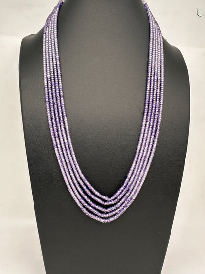 Crystal Onyx Beads Mala Necklace - Purple