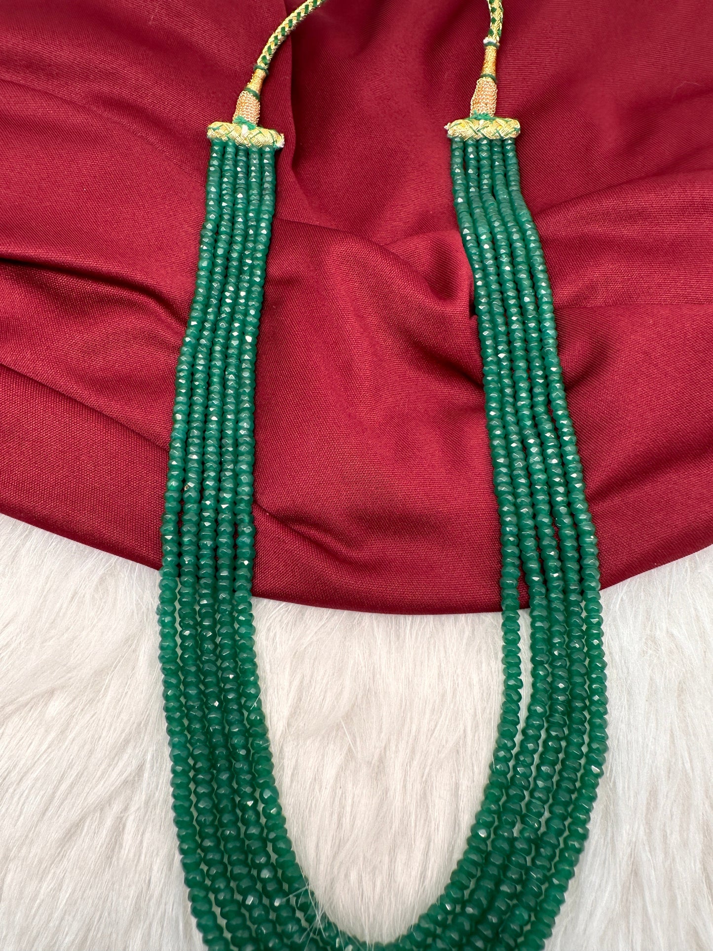 Green Emerald Real Beads Mala Necklace
