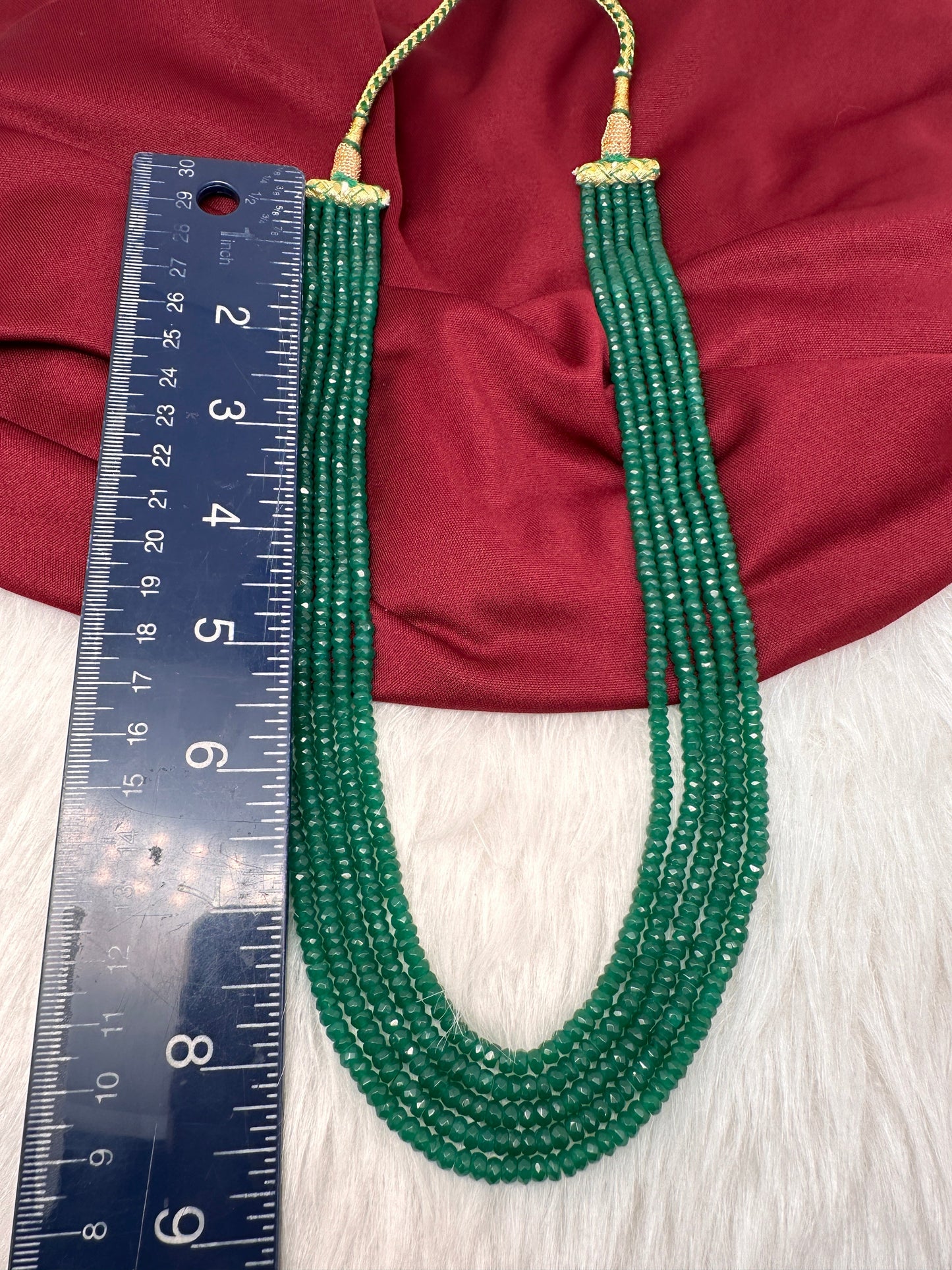 Green Emerald Real Beads Mala Necklace