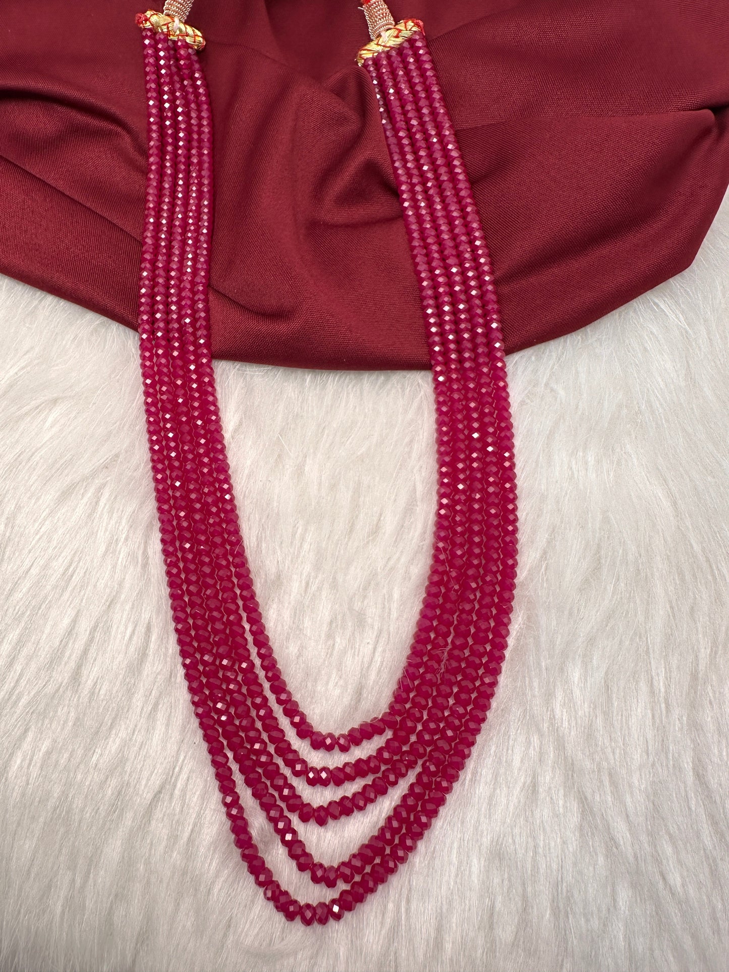 Ruby Pink Real Beads Mala Necklace