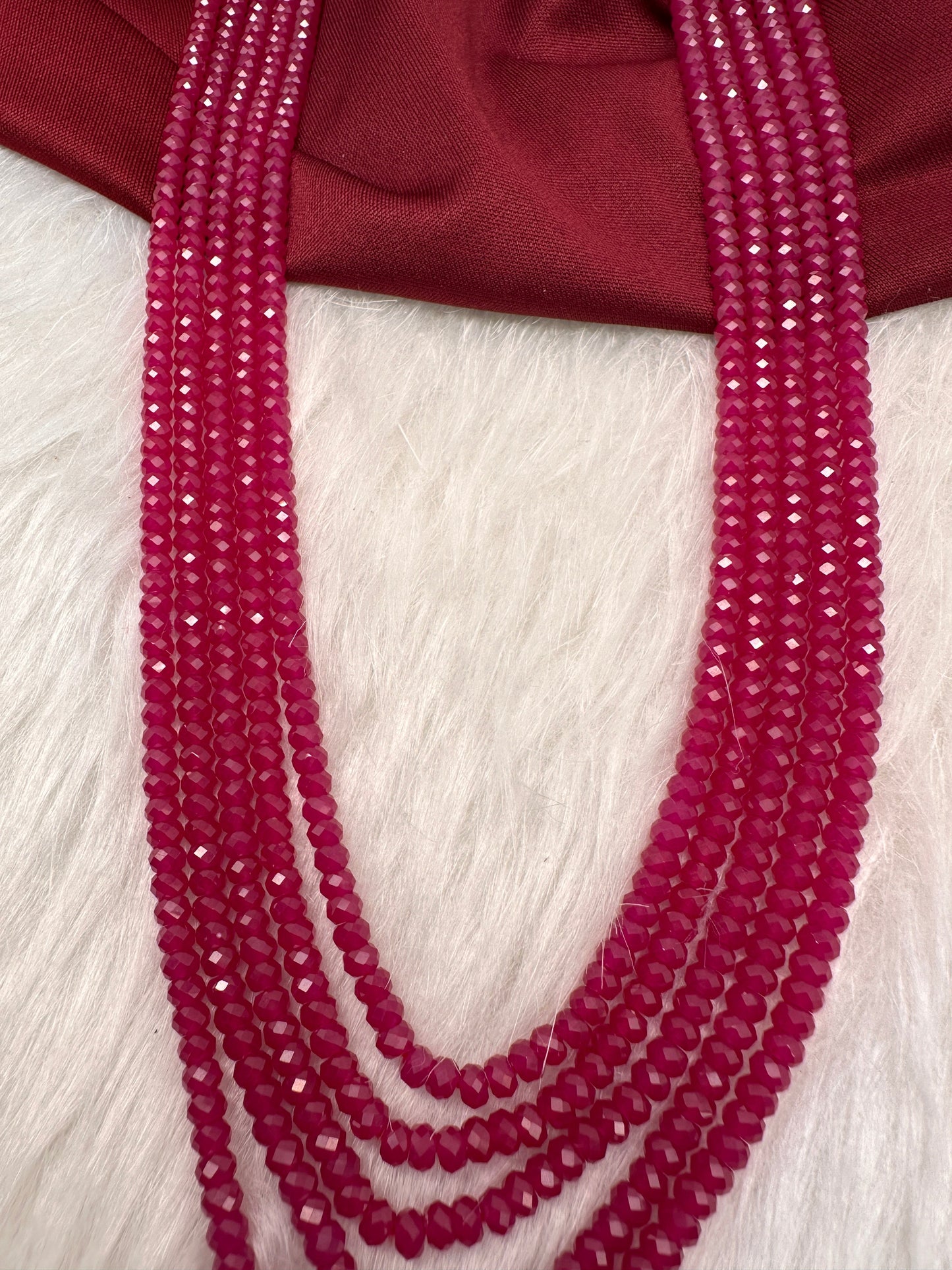 Ruby Pink Real Beads Mala Necklace