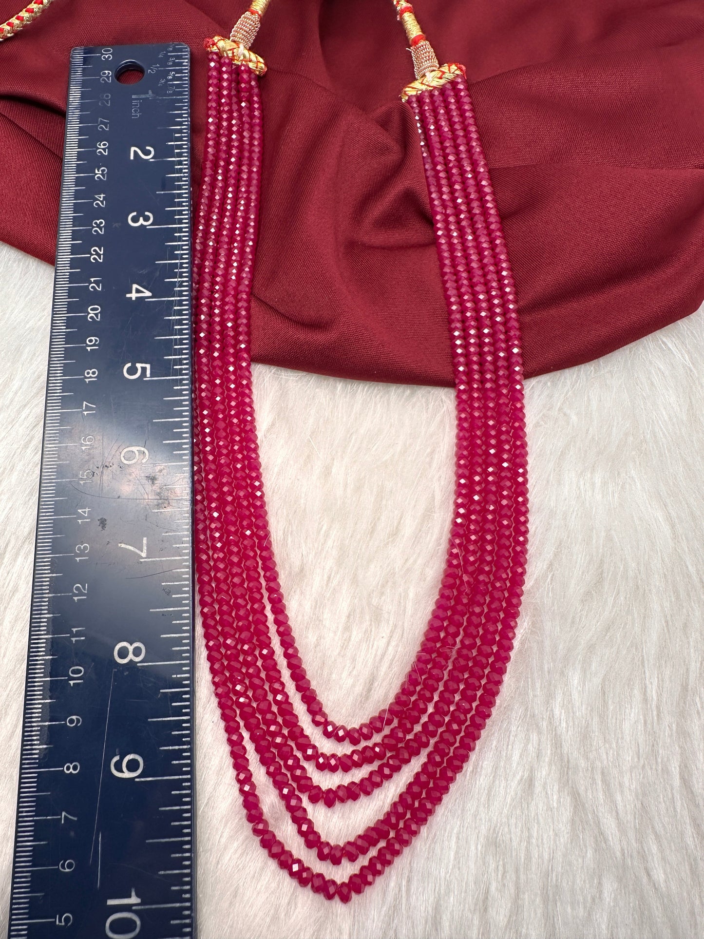 Ruby Pink Real Beads Mala Necklace