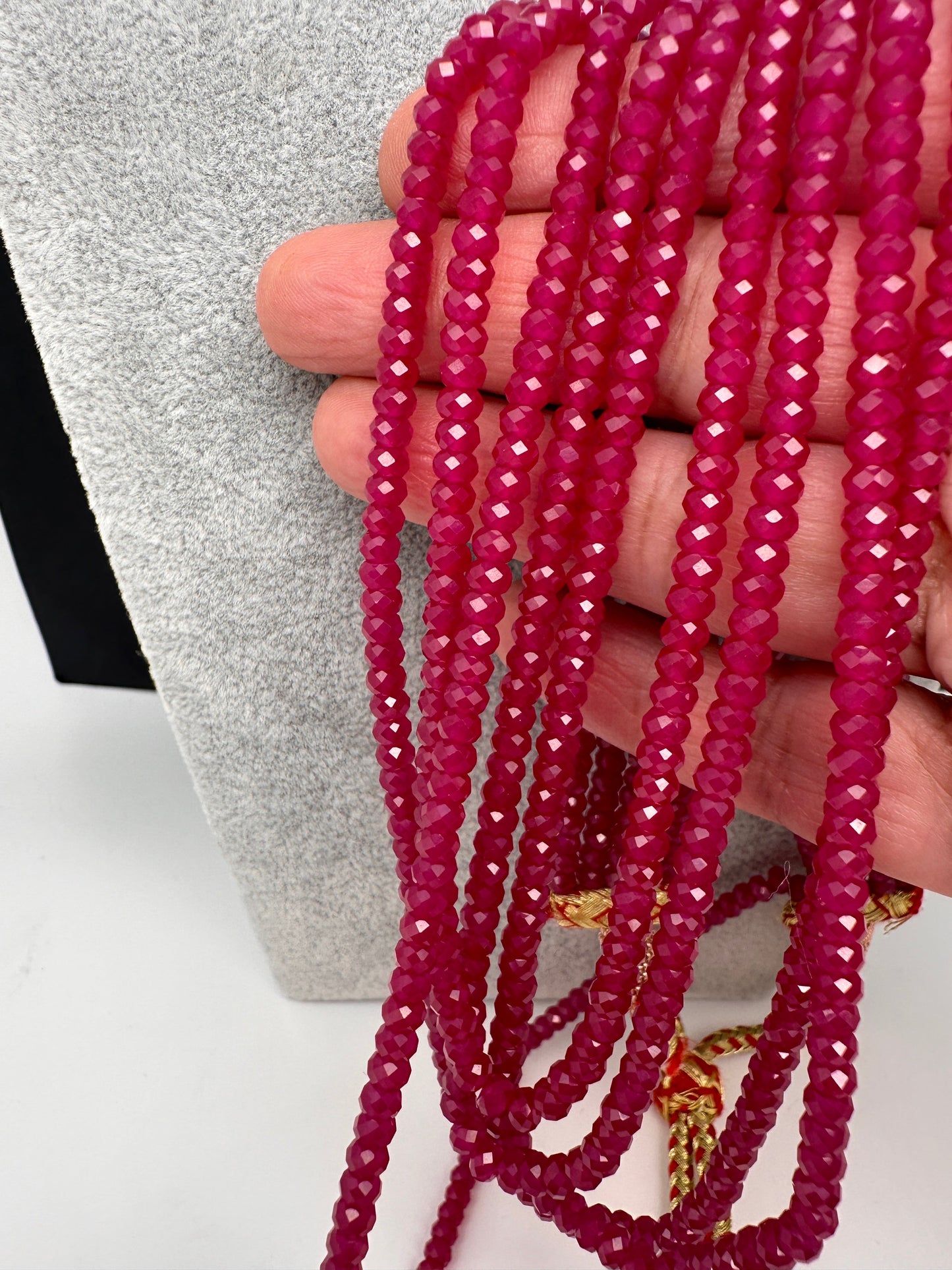 Ruby Pink Real Beads Mala Necklace