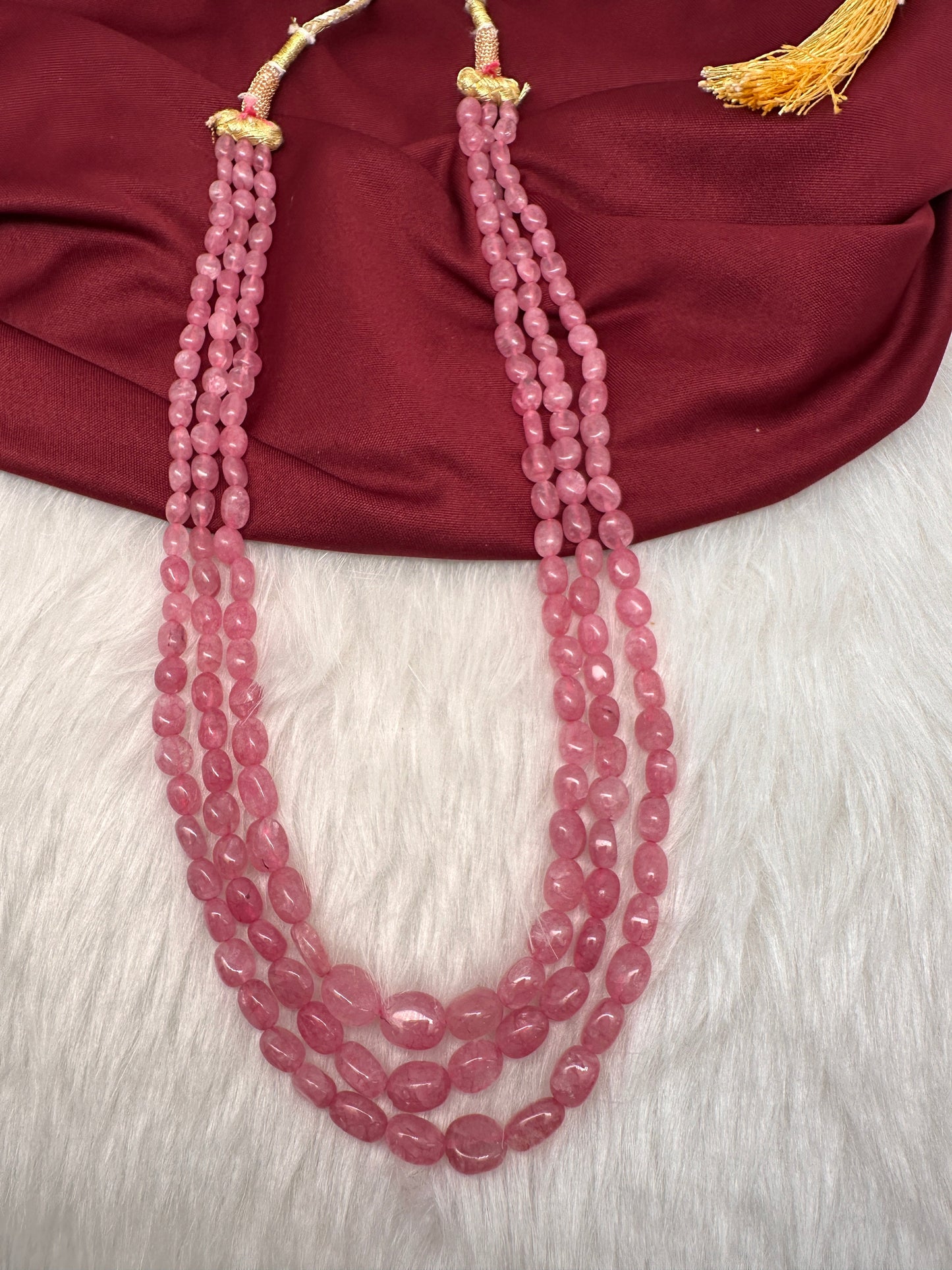 Pink Rose Quartz Beads Mala Necklace