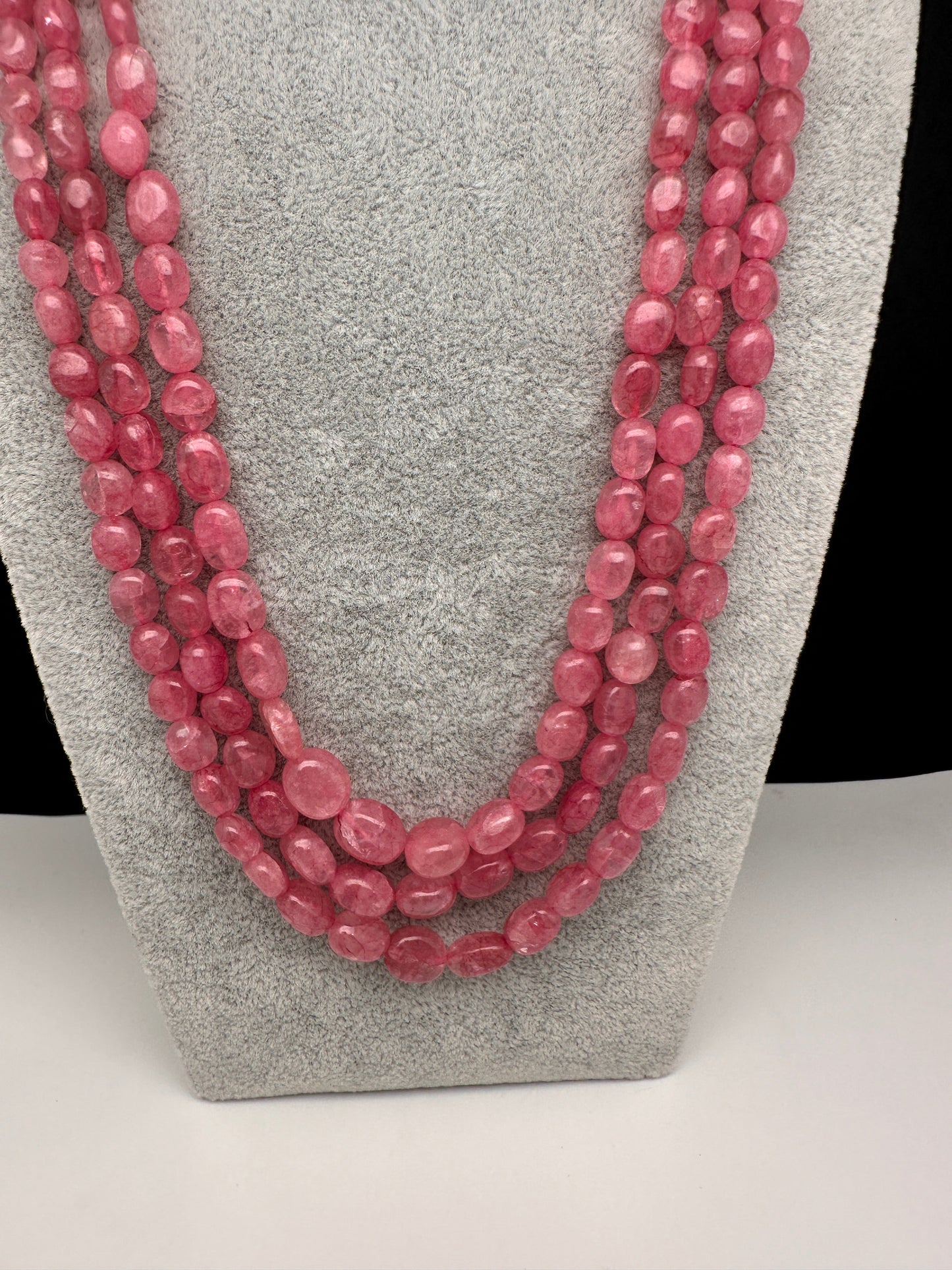 Pink Rose Quartz Beads Mala Necklace