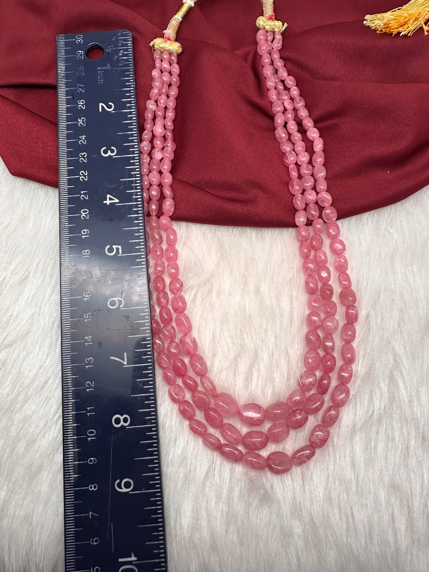 Pink Rose Quartz Beads Mala Necklace