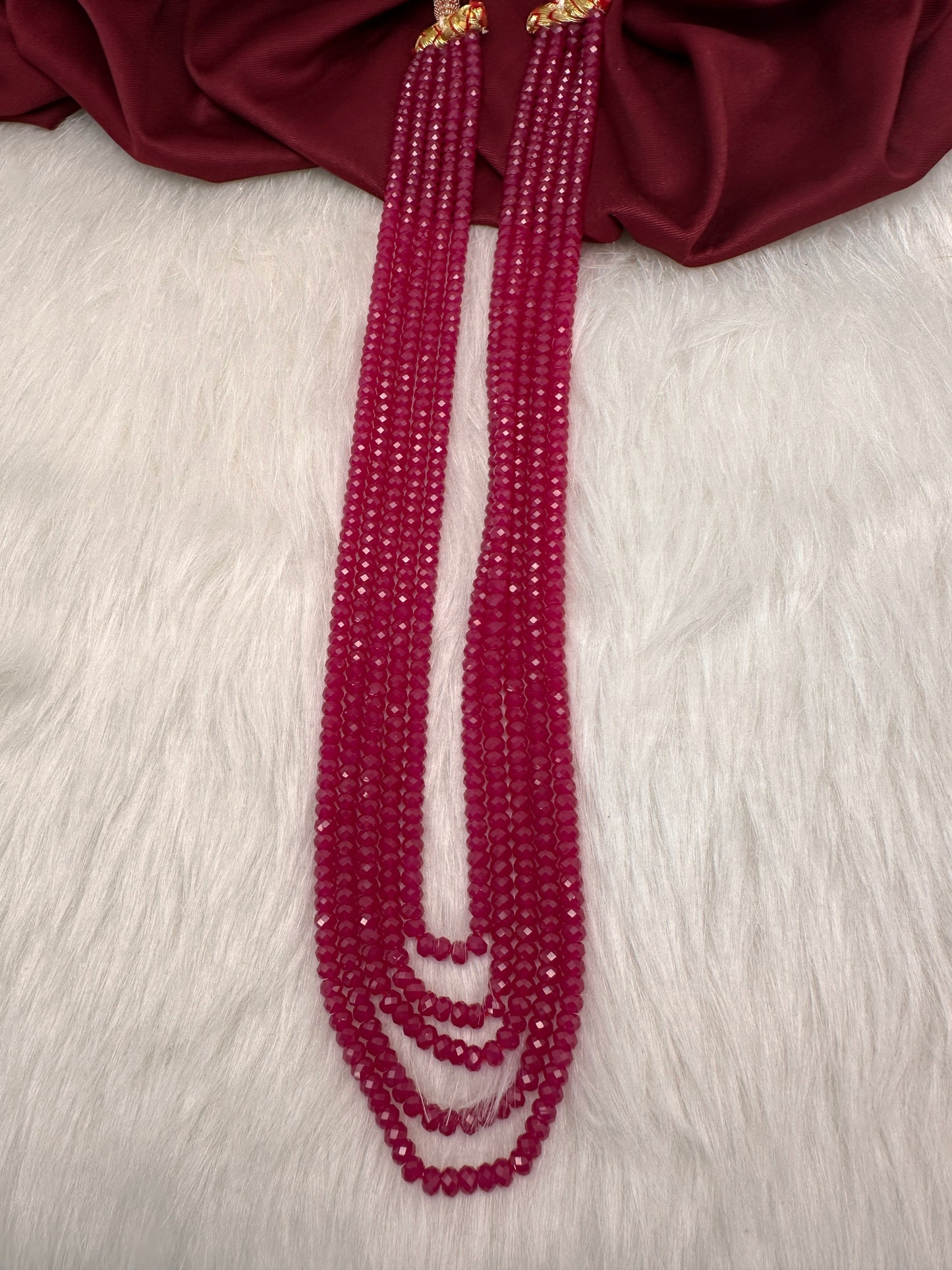 Ruby Pink Real Beads Mala Necklace